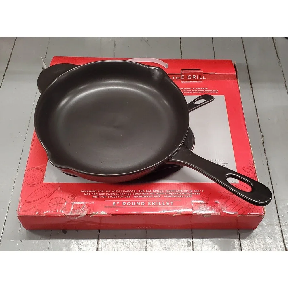 Parini Cookware Skillet Glazed Ceramic 8” Round For Grill Or Oven Lightweight